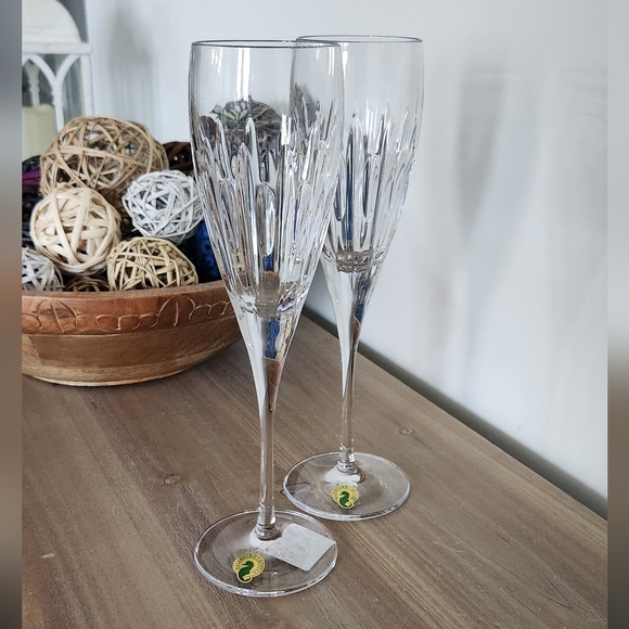 🥂 Waterford Crystal Mara Flutes – Set of 2, 9.5 oz, NIB, Elegant Crystal Design - Picture 10 of 16